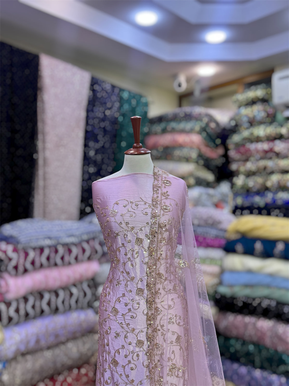 Heavy Border Satin Silk 3PC Suit
