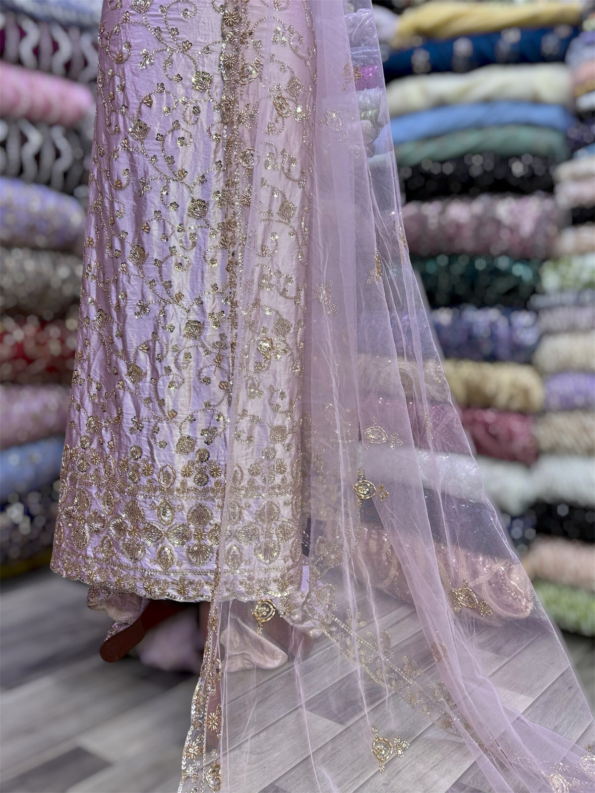 Heavy Border Satin Silk 3PC Suit