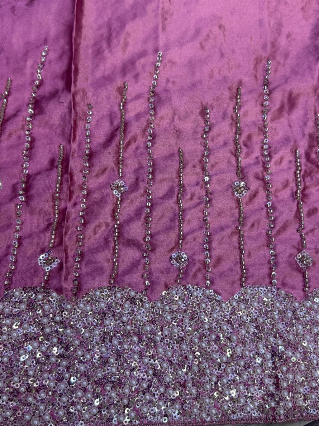 Silver Motif Design Satin Silk 3PC Suit